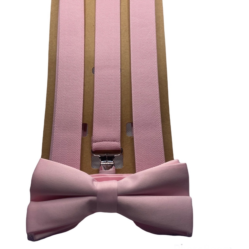 Pink Suspenders and Bow Tie Set